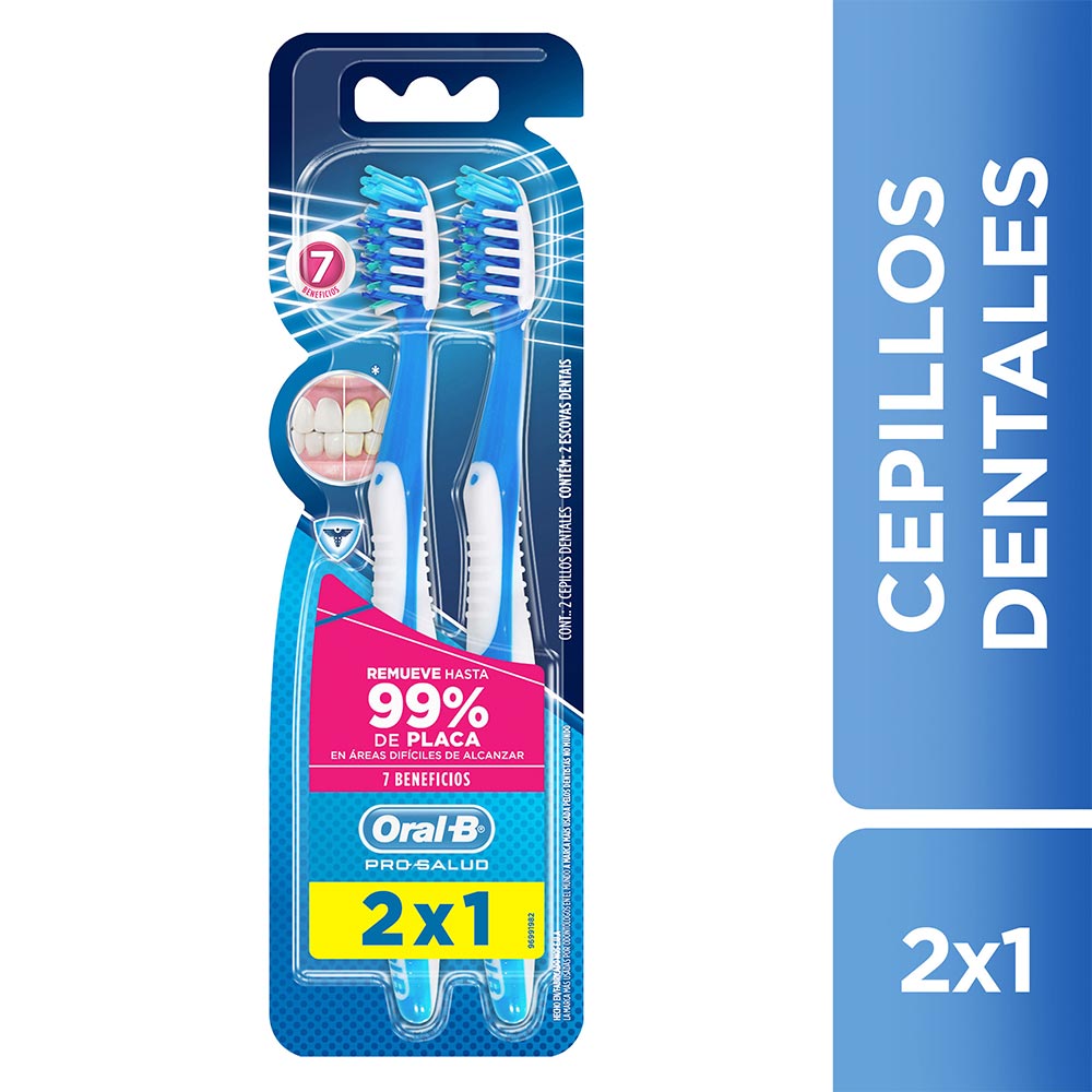 CEPILLO DENTAL ORAL B PRO-SALUD 7 BENEFICIOS 2 UNIDADES - 1