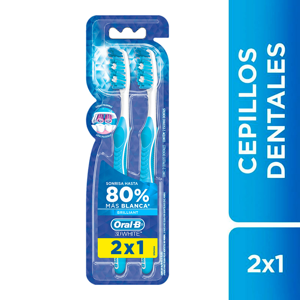 CEPILLO DENTAL ORAL B 3D WHITE BRILLIANT X2 UNIDADES - 1