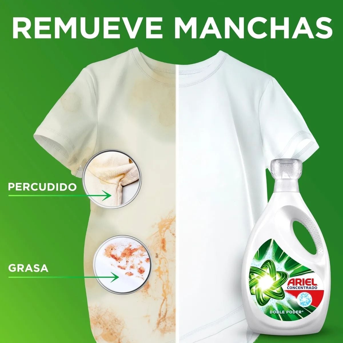DETERGENTE LIQUIDO ARIEL DOBLE PODER CONCENTRADO 800ML - 2
