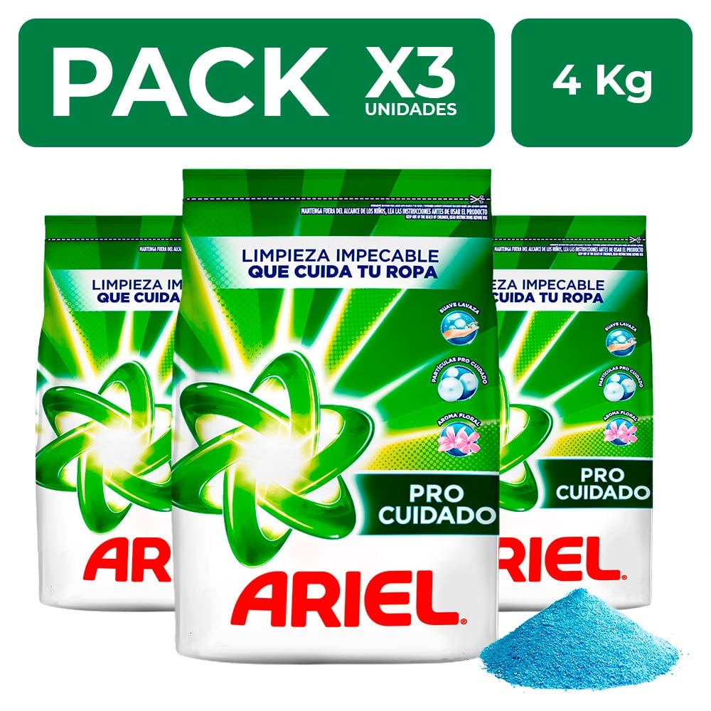 PACKX3 DETERGENTE EN POLVO ARIEL REGULAR 4KG - 1