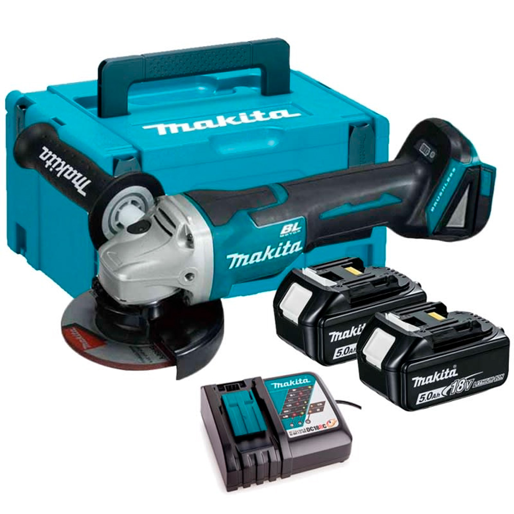 AMOLADORA ESMERIL MAKITA 4 1/2” 18V BL DGA458RTJ 2 BAT 5.0AH - 1