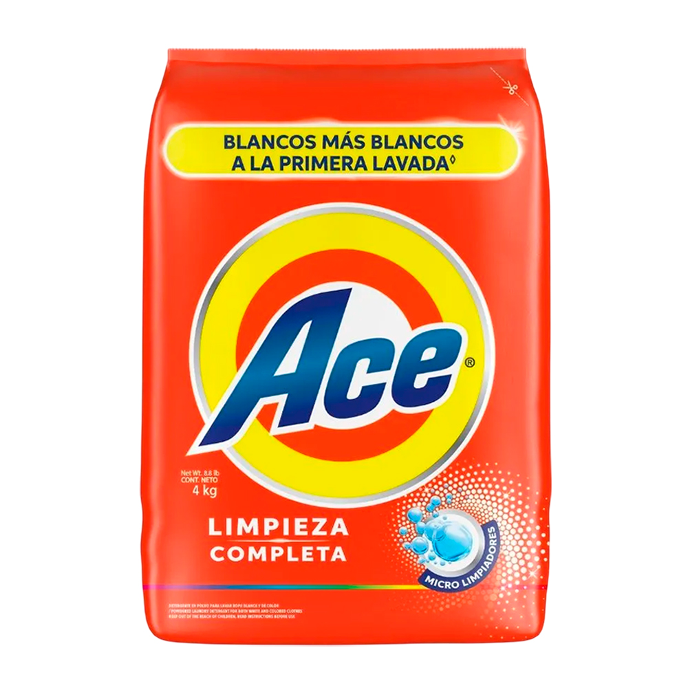 PACK X3 DETERGENTE EN POLVO ACE LIMPIEZA COMPLETA 4KG - 2