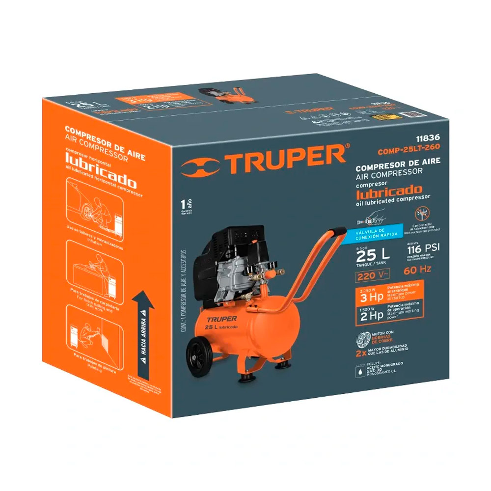 COMPRESORA AIRE 25L 220V TRUPER COMP-25LT-260 - 4