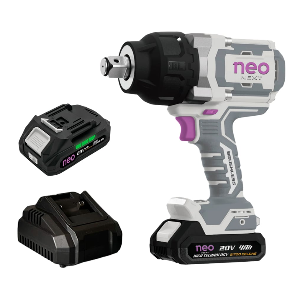 LLAVE DE IMPACTO BL 20V 1600 NM + 2 BAT 4H + CARG + MALETA NEO - 1