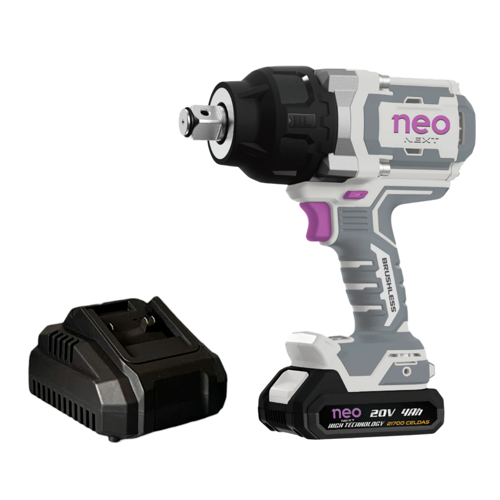 LLAVE DE IMPACTO BL 20V 1600 NM + BAT 4H + CARGADOR NEO - 1