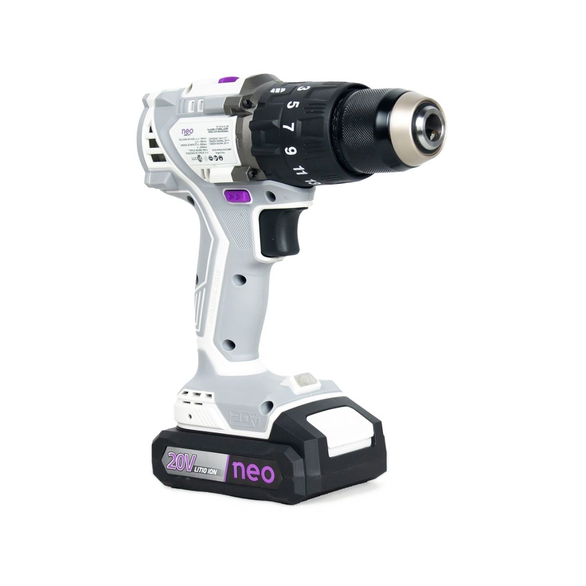 TALADRO ATORNILLADOR PERCUTOR BRUSHLESS 1/2' 80NM + 2 BATERÍAS + CARGADOR NEO TP 1213/4/20 K2 - 7