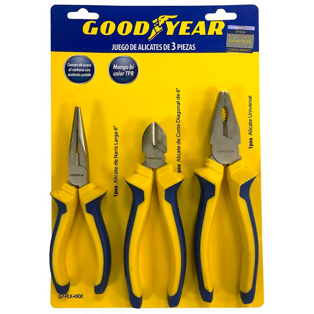 JUEGO DE ALICATES GOODYEAR 3 PIEZAS GY-PLK-4900 - 1