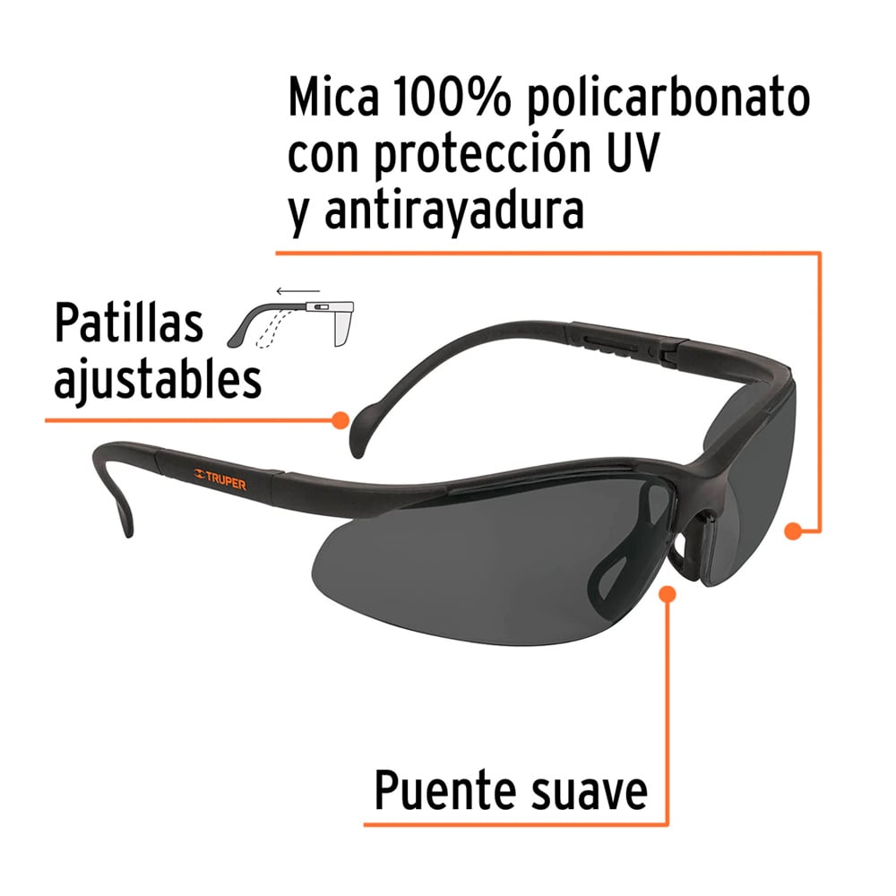 LENTES DE SEGURIDAD GRISES TRUPER VISION LEDE-SN - 2