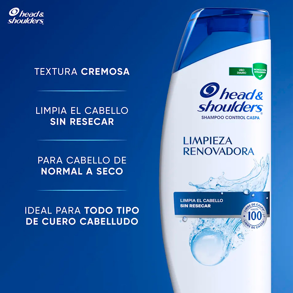 SHAMPOO HEAD Y SHOULDERS LIMPIEZA RENOVADORA 180ML - 4