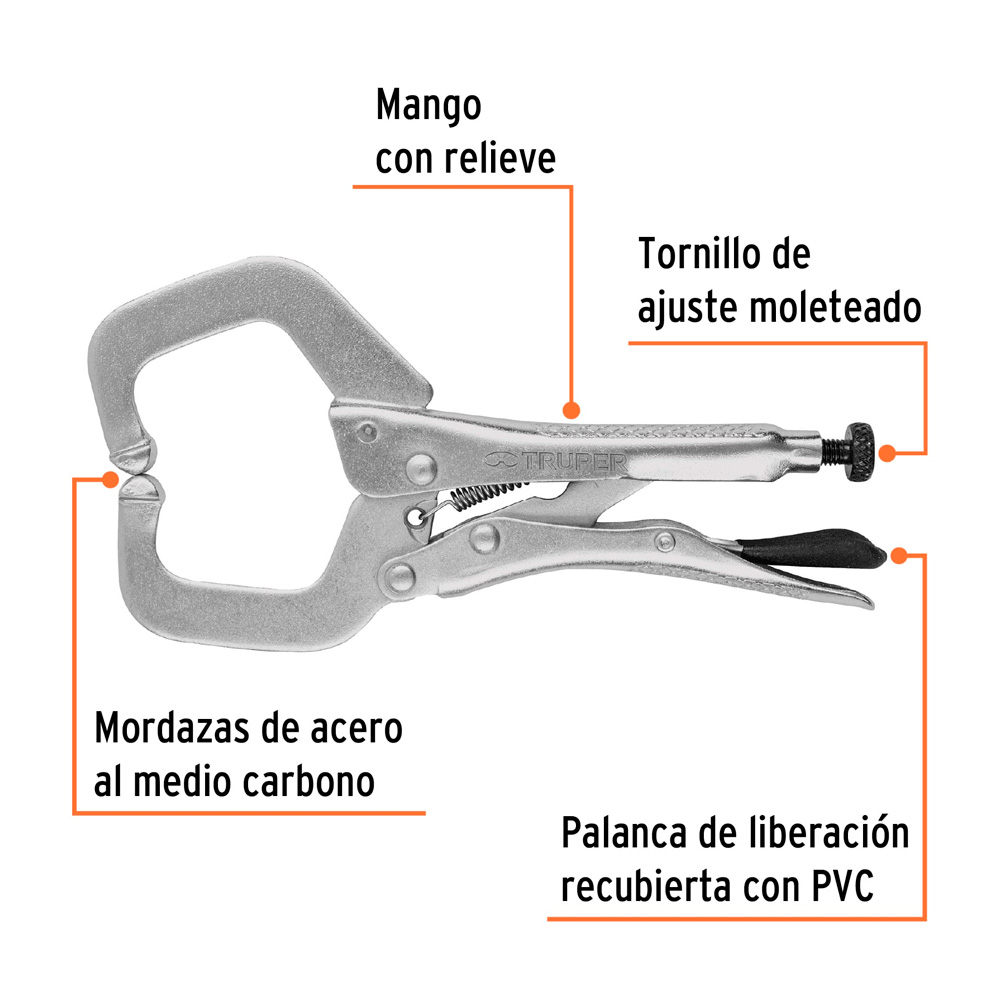 ALICATE DE PRESIÓN 6' TIPO 'C' CON MORDAZA FIJA TRUPER - 2