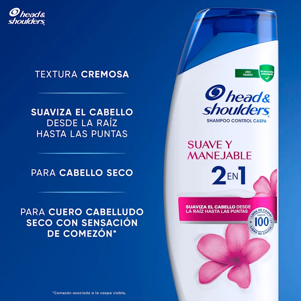 SHAMPOO HEAD Y SHOULDERS 2 EN 1 SUAVE Y MANEJABLE 180ML - 4