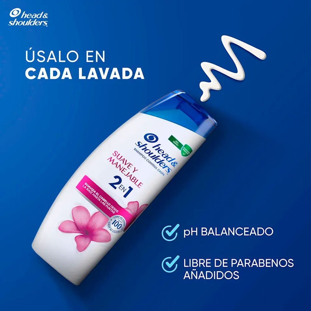 SHAMPOO HEAD Y SHOULDERS 2 EN 1 SUAVE Y MANEJABLE 180ML - 5