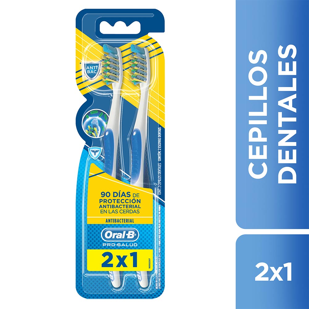 ORAL B CEPILLO DENTAL PRO SALUD ANTIBACTERIAL 2 UNIDADES - 1