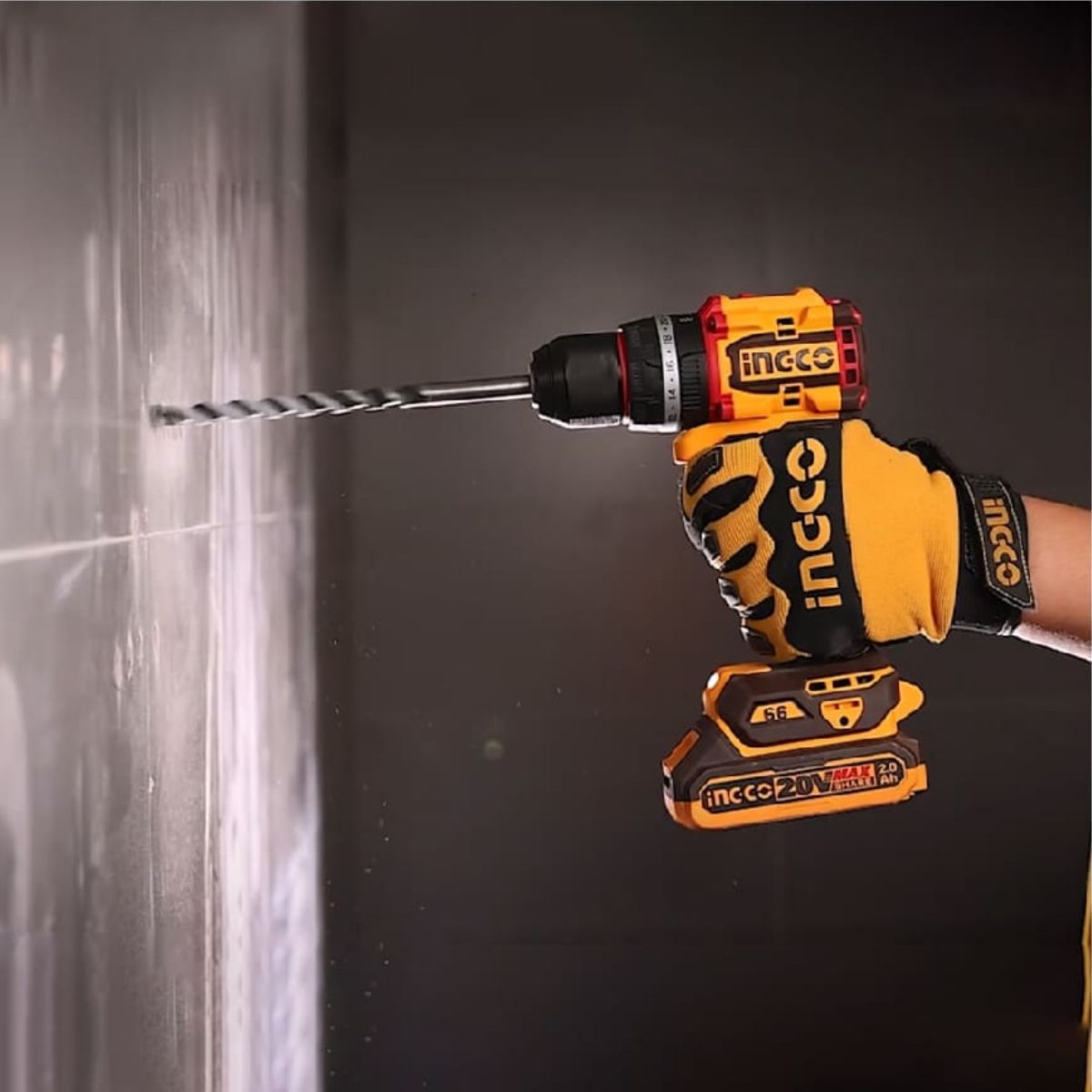 TALADRO + LLAVE + AMOLADORA 20V BL + BATERÍA INGCO CKLI20358 - 6
