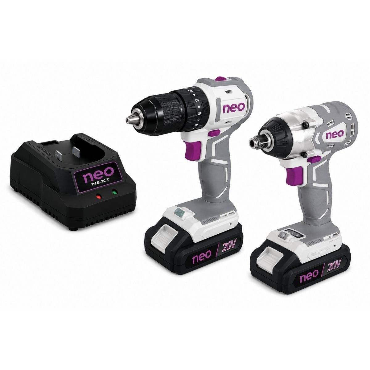 TALADRO PERCUTOR 20V BL + ATORNILLADOR DE IMPACTO 20V NEO - 1