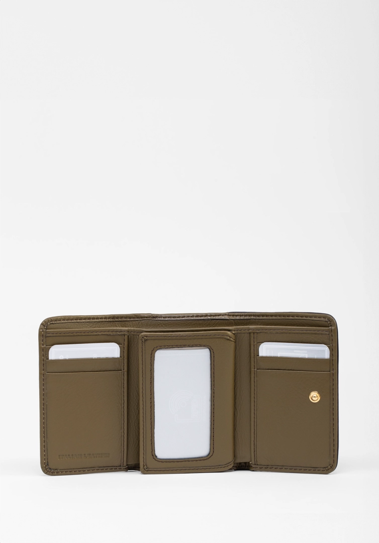 RENZO COSTA-BILLETERA PEQUEÑA COLECCION CAPSULA 73 MUSTARD W ETR - 17 588359 CARCIOFO/DARK BROWN - 3