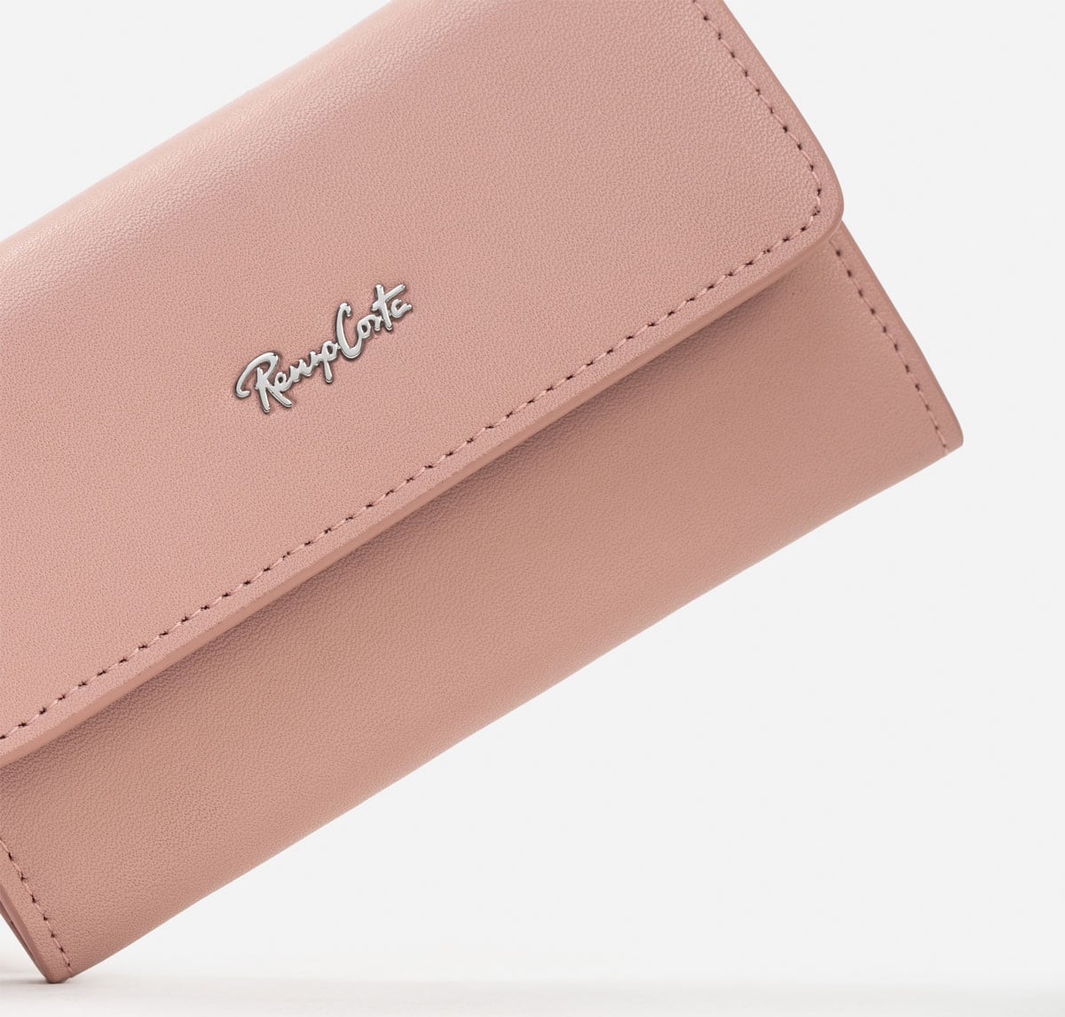 RENZO COSTA-MONEDERO CLASICO DE CUERO COLOR ENTERO MOD 2219 196 PINK LUX - 4