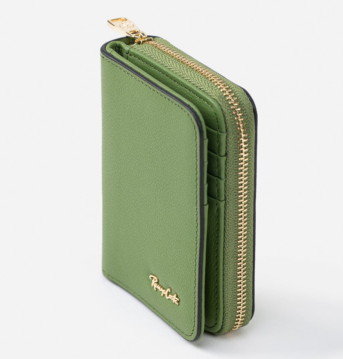 RENZO COSTA-MONEDERO CON TARJETERO EN CUERO GRABADO MOD 2216 R128 GREEN LUX - 4