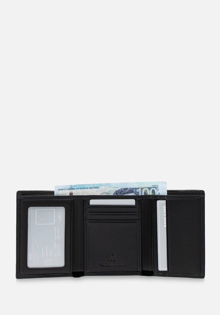 RENZO COSTA-BILLETERA EN CUERO DE TRES CUERPOS WPC 2156 1 BLACK LUX - 3