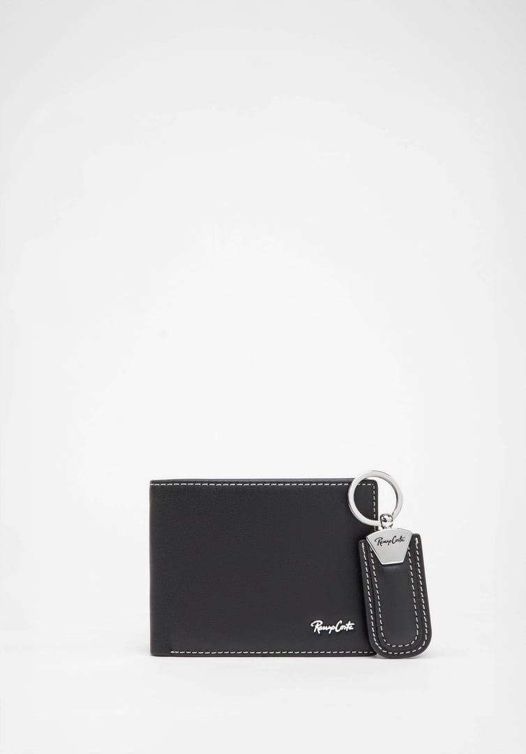 RENZO COSTA-SET BILLETERA Y LLAVERO MARK STC 2454 1 BLACK LUX - 1