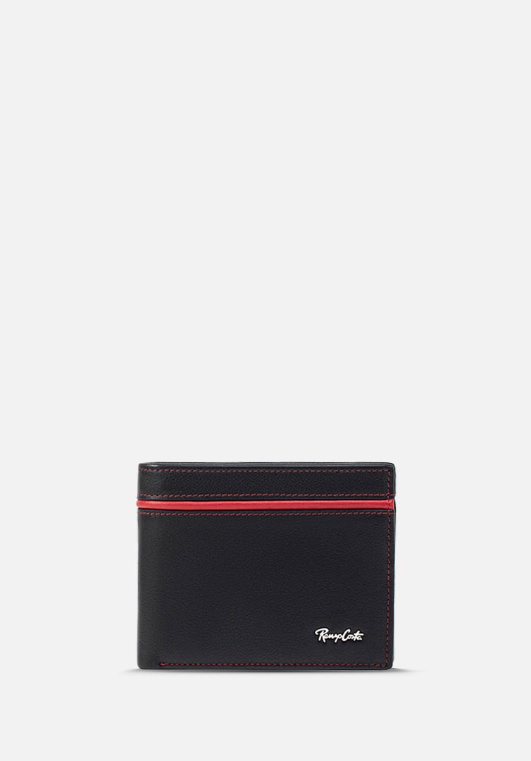 RENZO COSTA-BILLETERA CON DETALLE EN CONTRASTE WPC 2165 1 BLACK / 9 DARK RED LUX - 1