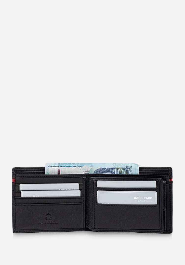 RENZO COSTA-BILLETERA CON DETALLE EN CONTRASTE WPC 2165 1 BLACK / 9 DARK RED LUX - 3
