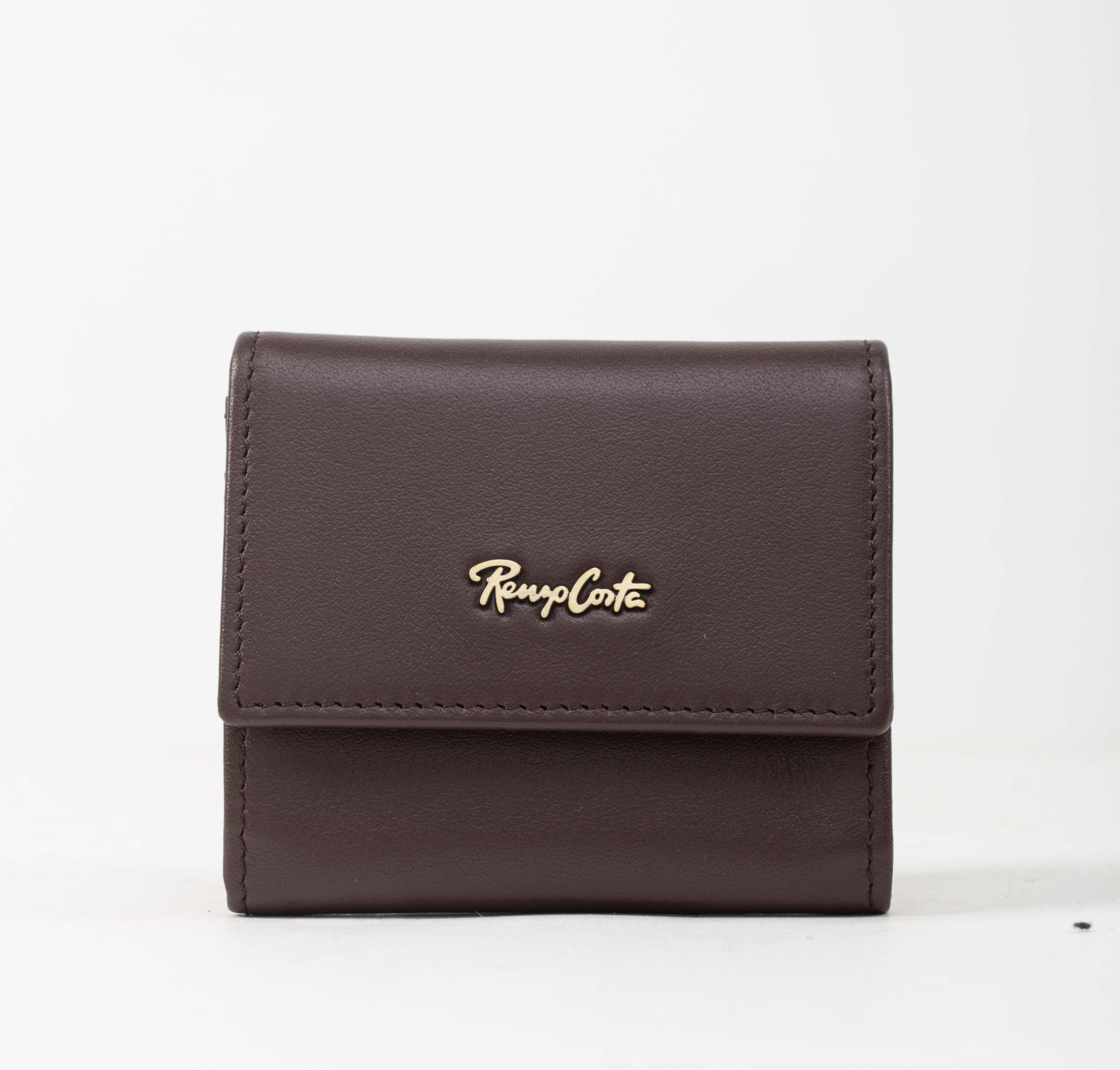 RENZO COSTA-MONEDERO CLASICO EN CUERO COLOR ENTERO MOC 2253 6 DK BROWN - 1