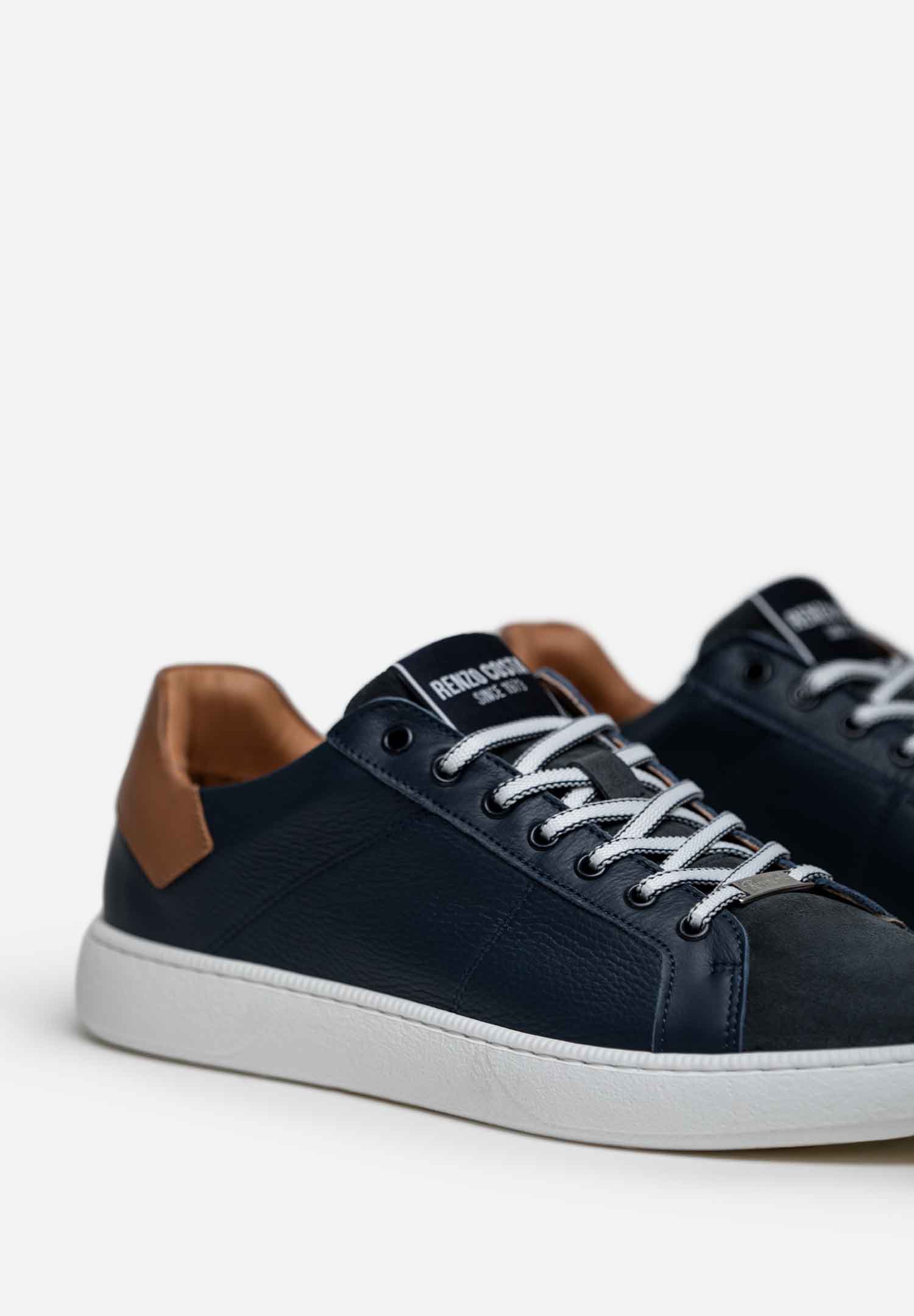 RENZO COSTA-SNEAKERS URBAN CLASSIC ZPC 2554 NAVY / COGNAC - 2