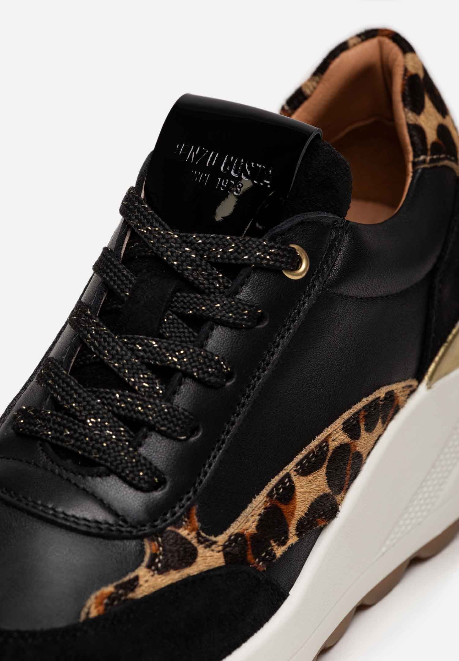 RENZO COSTA-SNEAKERS WILD MIX ZPD 2509 BLACK / LEOPARDO - 3