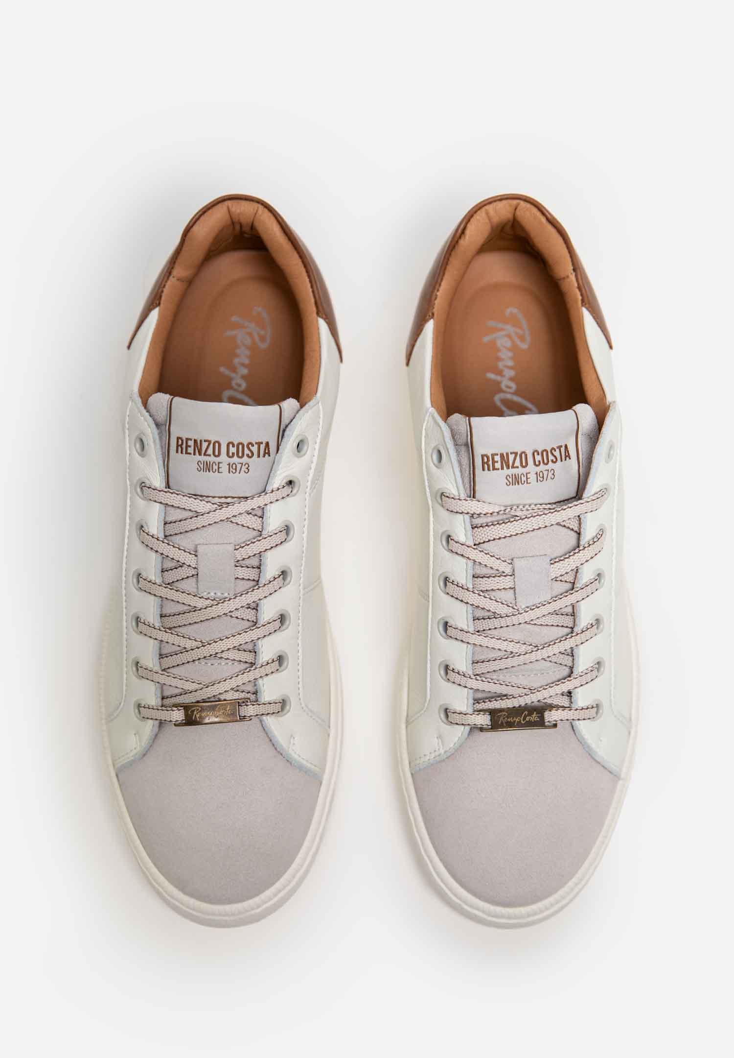RENZO COSTA-SNEAKERS URBAN CLASSIC ZPC 2554 OFF WHITE / COGNAC - 10