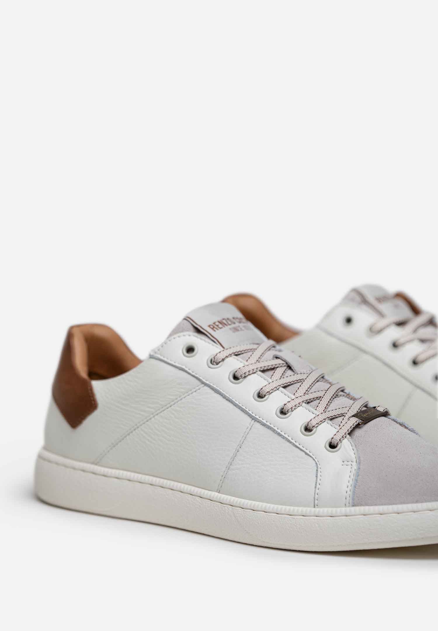 RENZO COSTA-SNEAKERS URBAN CLASSIC ZPC 2554 OFF WHITE / COGNAC - 2