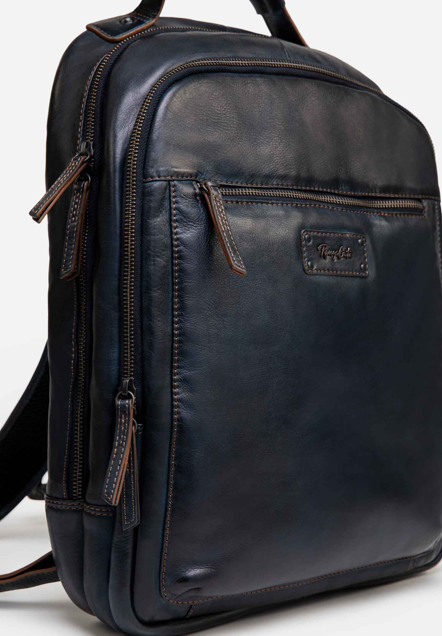 RENZO COSTA-MOCHILA LEATHER TOWN MCC 2359 BLUE / CUOIO - 4