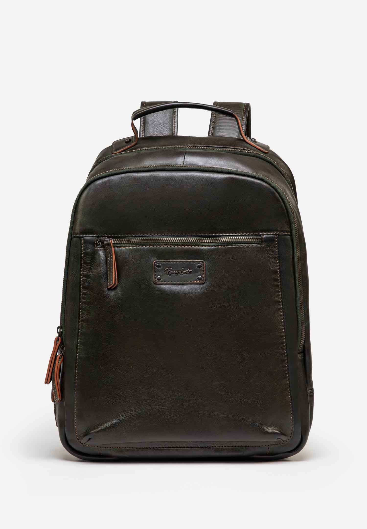 RENZO COSTA-MOCHILA LEATHER TOWN MCC 2359 GREEN / ORANGE - 1