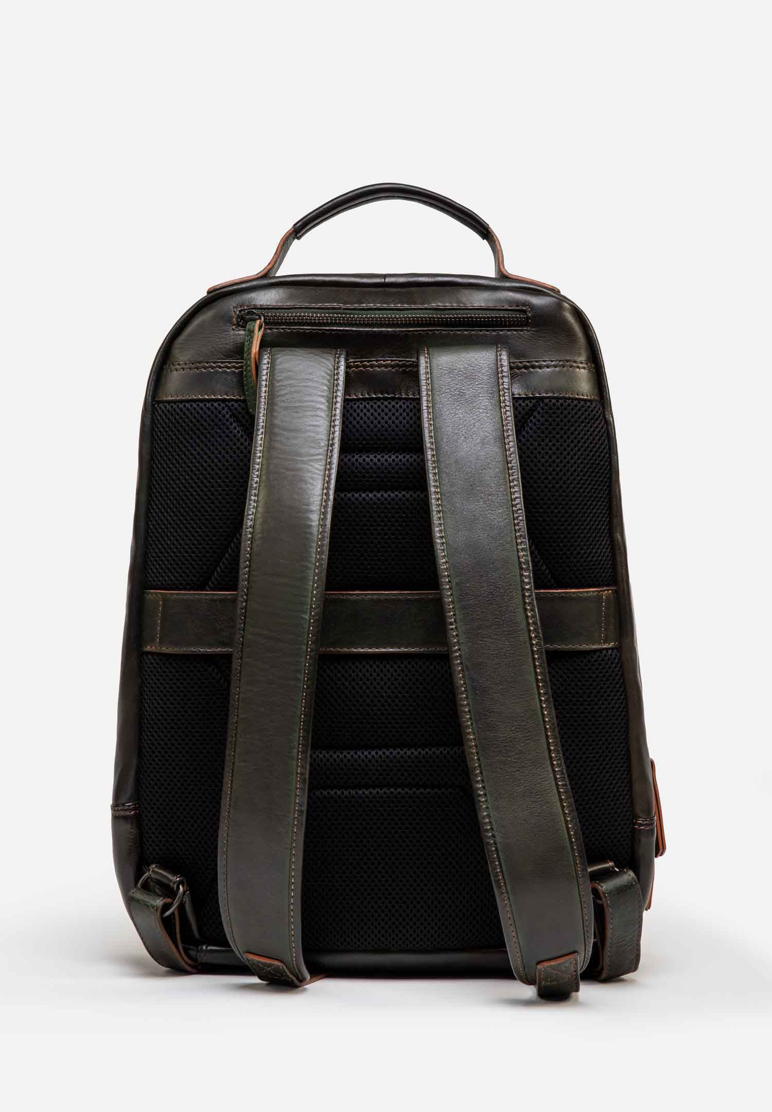 RENZO COSTA-MOCHILA LEATHER TOWN MCC 2359 GREEN / ORANGE - 2