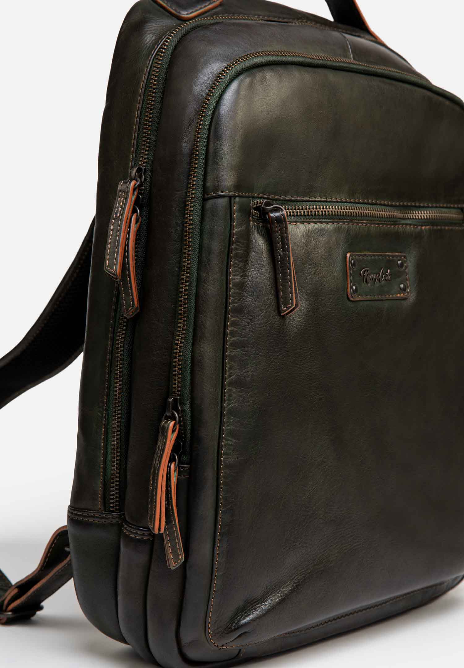 RENZO COSTA-MOCHILA LEATHER TOWN MCC 2359 GREEN / ORANGE - 4