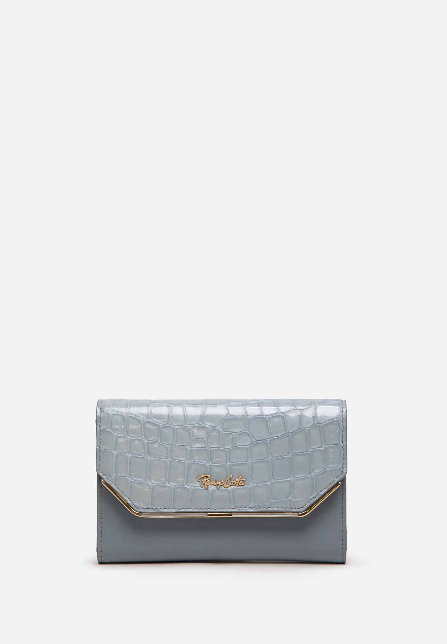 RENZO COSTA-BILLETERA CROCO LUXE MIDI WPD 2518 81089 BLUE / S92 CELESTE - 1