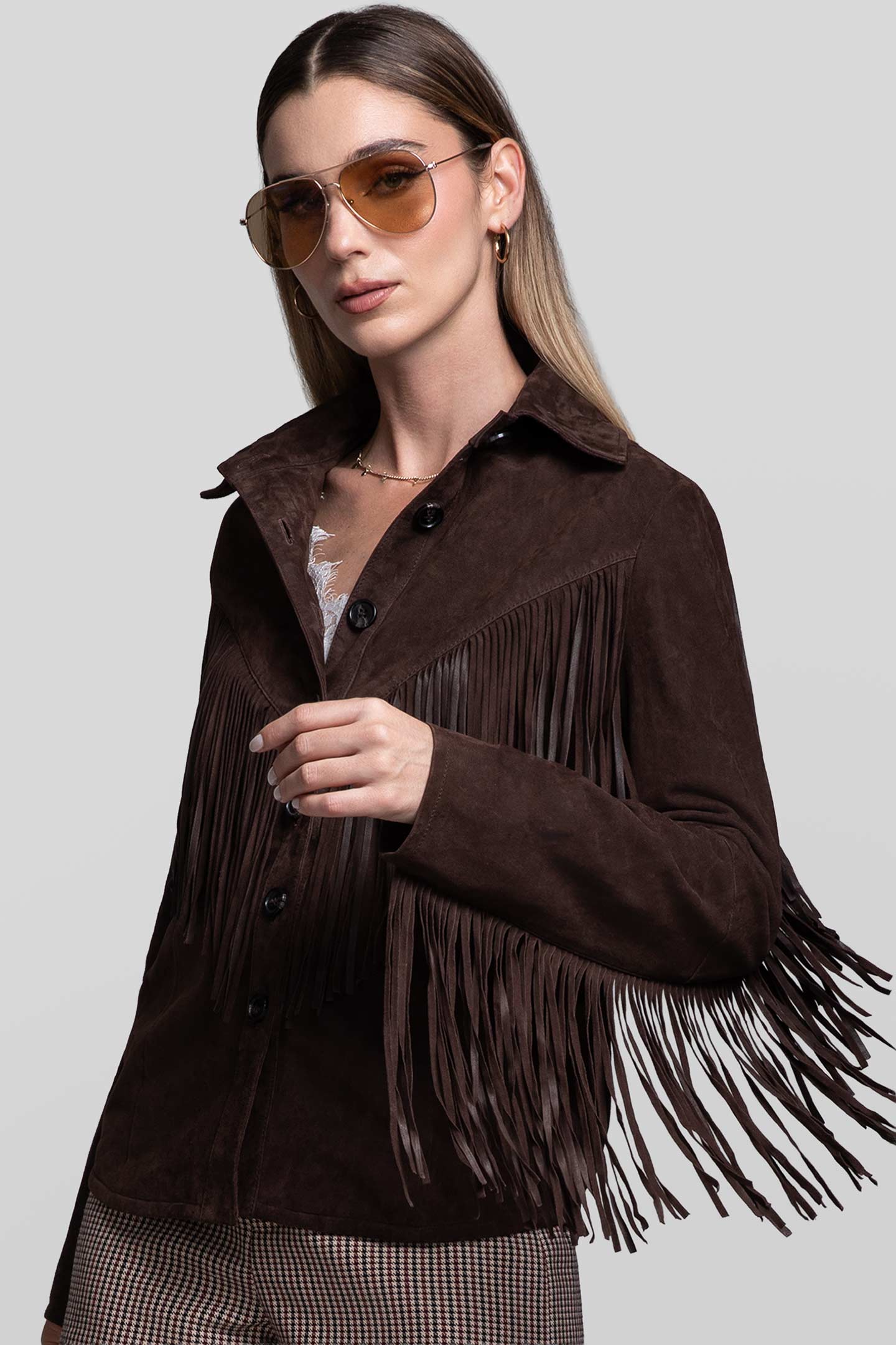 RENZO COSTA-CAMISA DE GAMUZA FLECOS CMD 2601 DK BROWN - 1