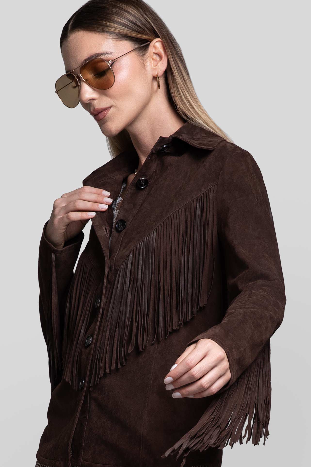 RENZO COSTA-CAMISA DE GAMUZA FLECOS CMD 2601 DK BROWN - 4