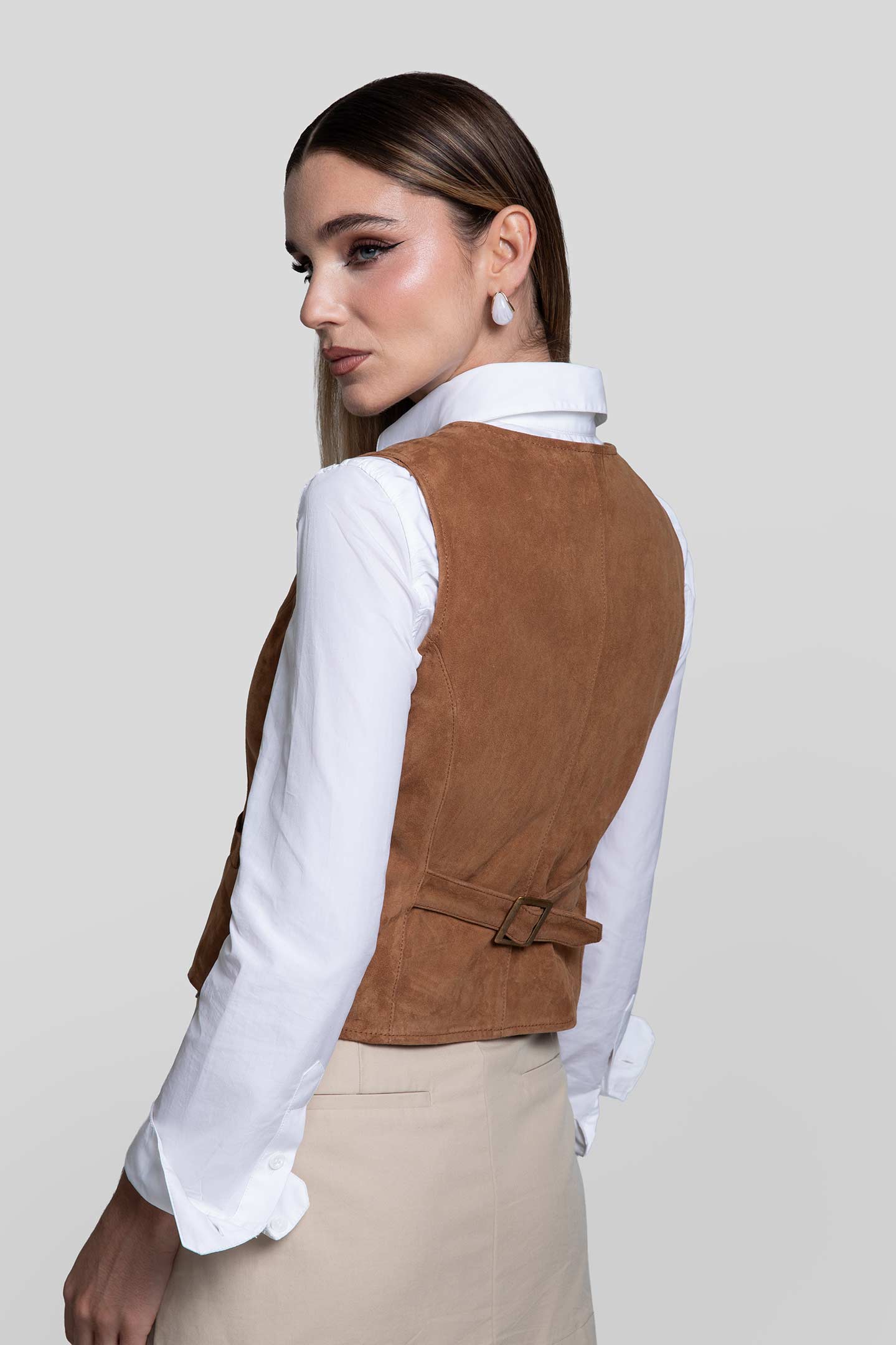RENZO COSTA-CHALECO DE GAMUZA CLD 2601 TAN - 3