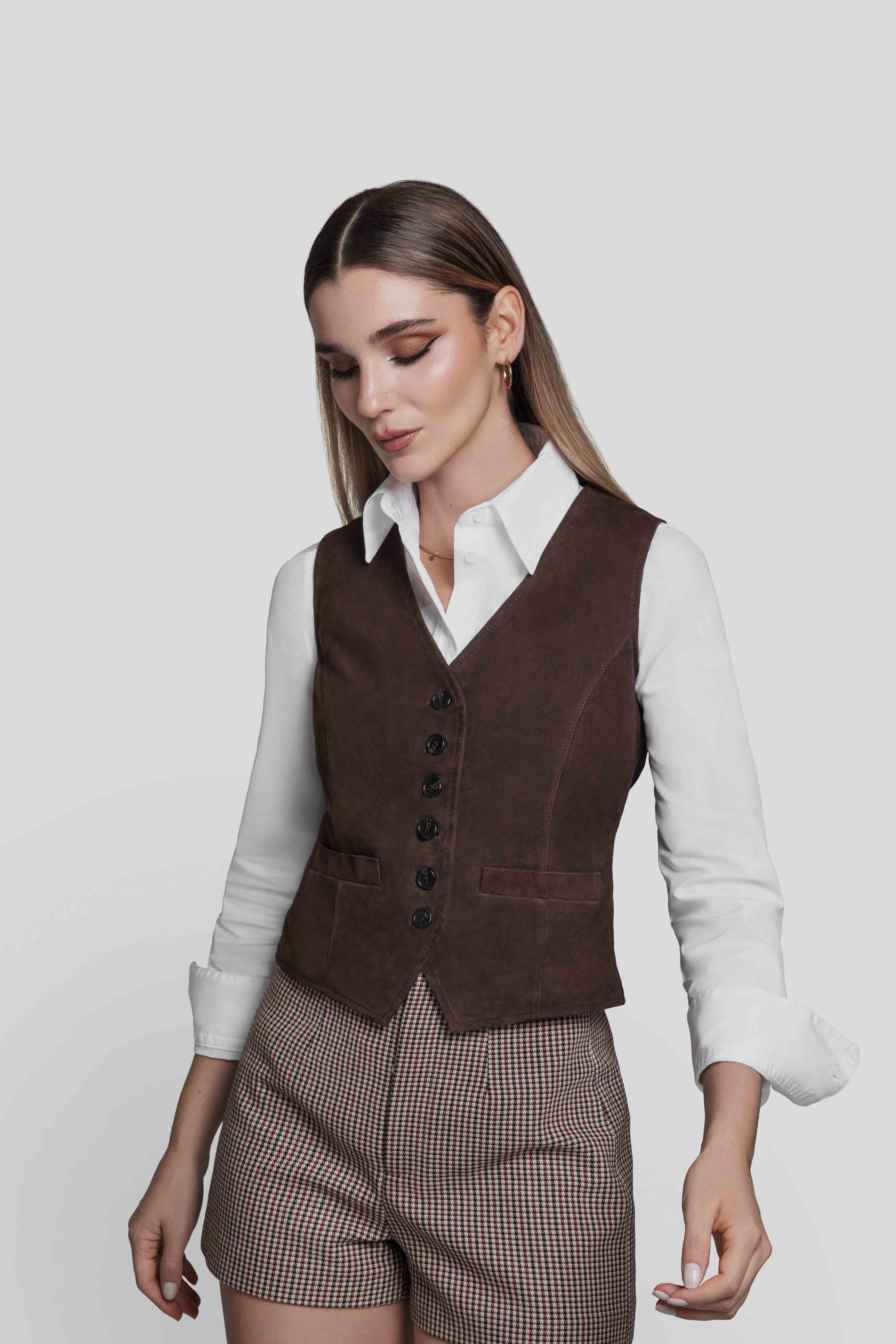 RENZO COSTA-CHALECO DE GAMUZA CLD 2601 DK BROWN - 2