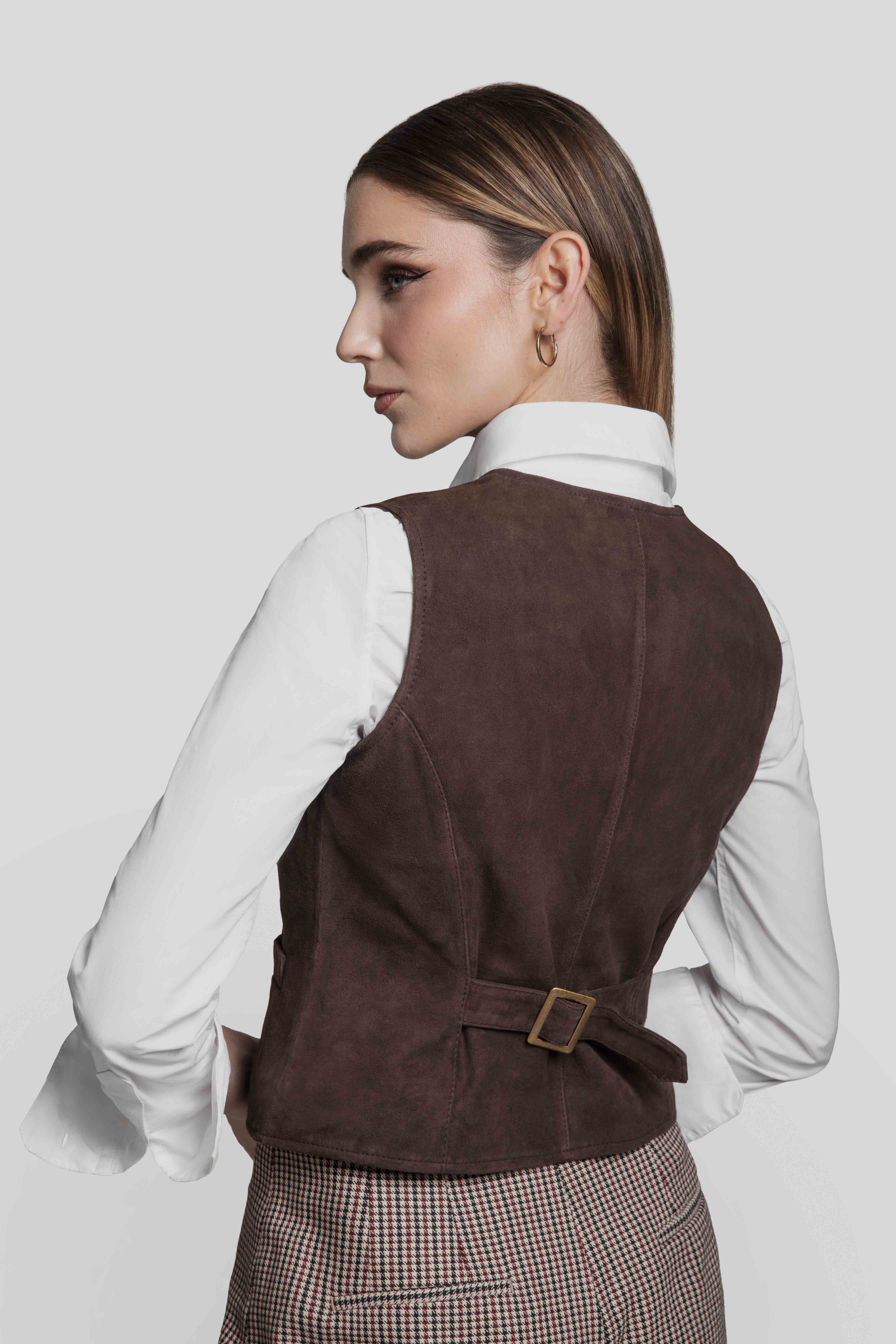 RENZO COSTA-CHALECO DE GAMUZA CLD 2601 DK BROWN - 3