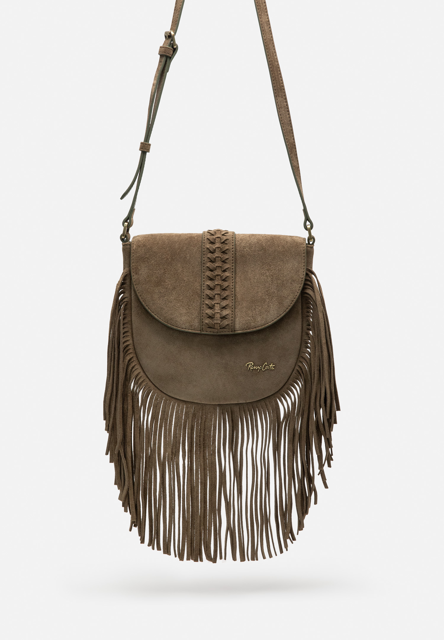 RENZO COSTA-BANDOLERA DE GAMUZA FLECOS BOHO MRD 2607 9112 OLIVE / 60 OLIVE - 1