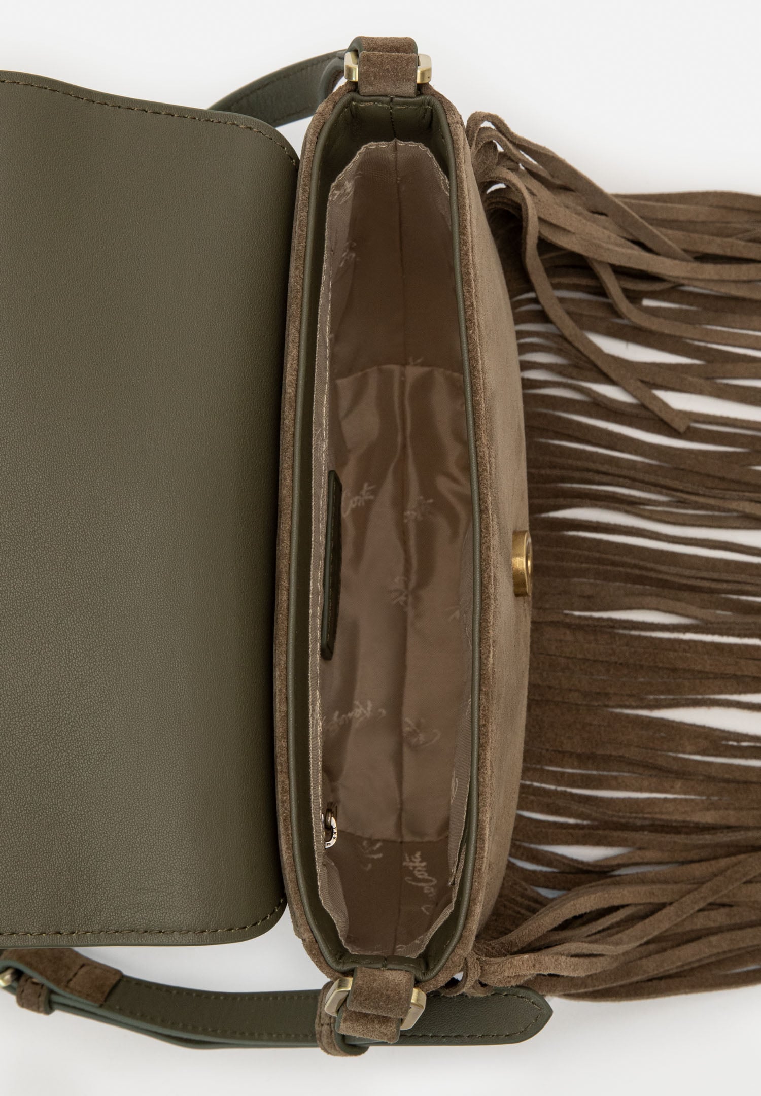 RENZO COSTA-BANDOLERA DE GAMUZA FLECOS BOHO MRD 2607 9112 OLIVE / 60 OLIVE - 4