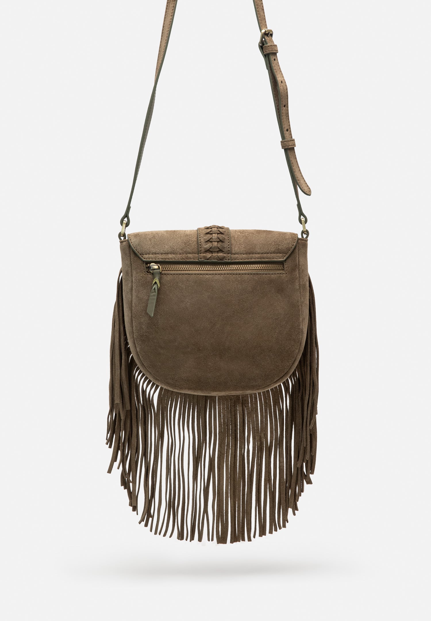 RENZO COSTA-BANDOLERA DE GAMUZA FLECOS BOHO MRD 2607 9112 OLIVE / 60 OLIVE - 5