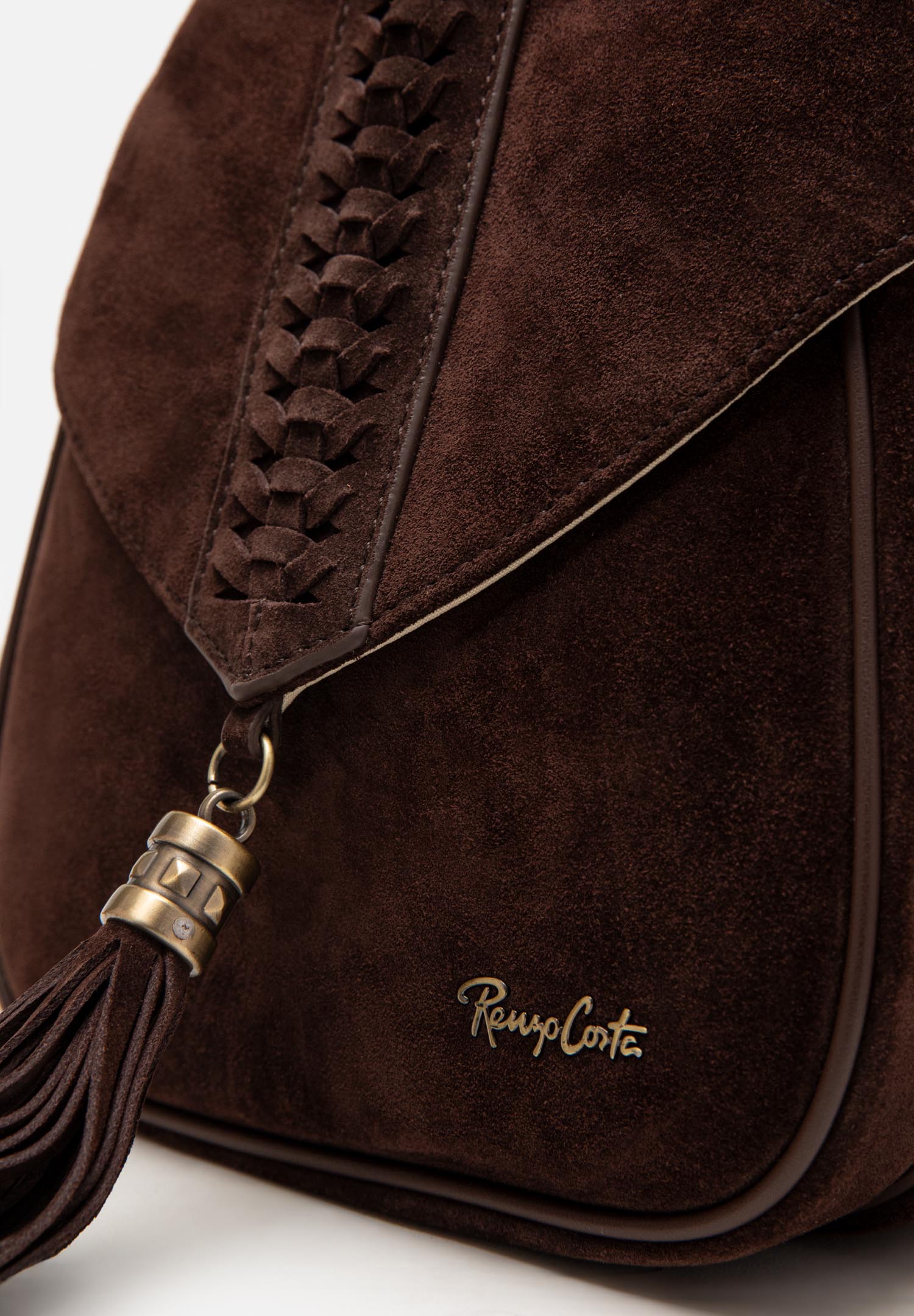 RENZO COSTA-MOCHILA DE GAMUZA FLECOS BOHO MCD 2603 S050 COFFEE / 7 COFFEE - 5