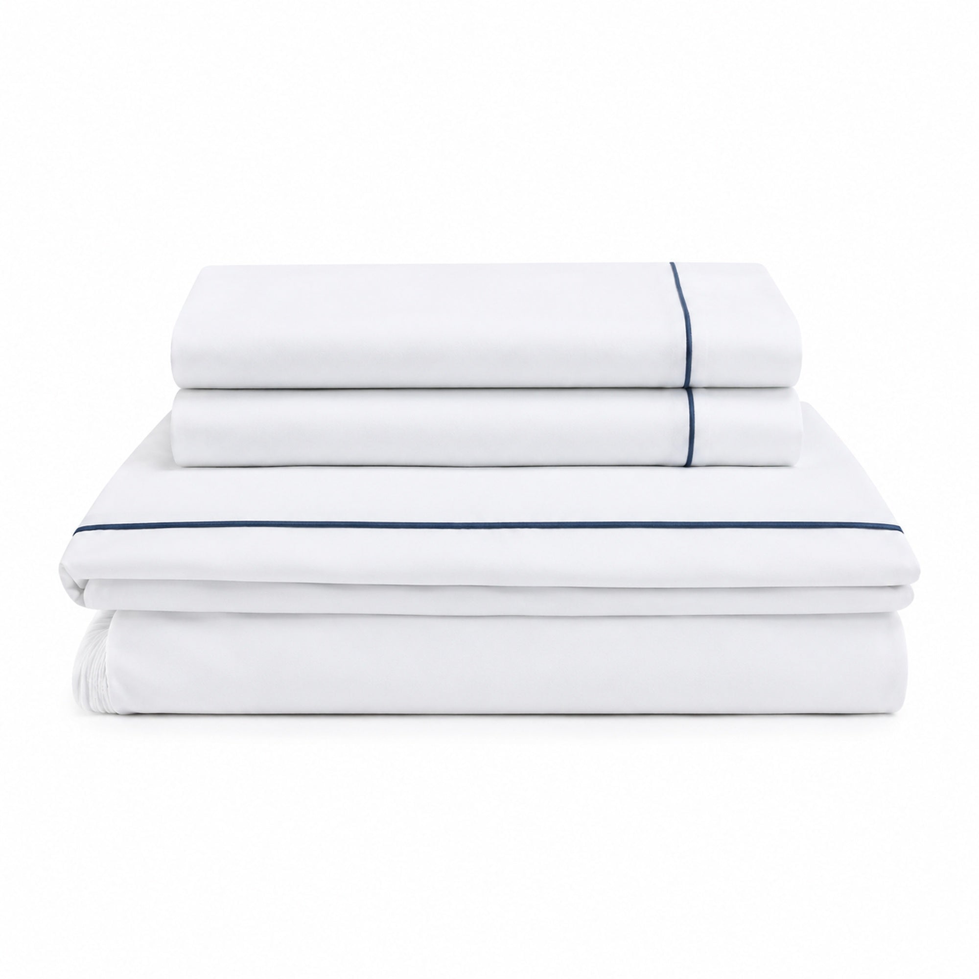 JUEGO DE SÁBANAS 220 HILOS ALGODÓN DELUXE / BLANCO AZUL ARLIN - 1
