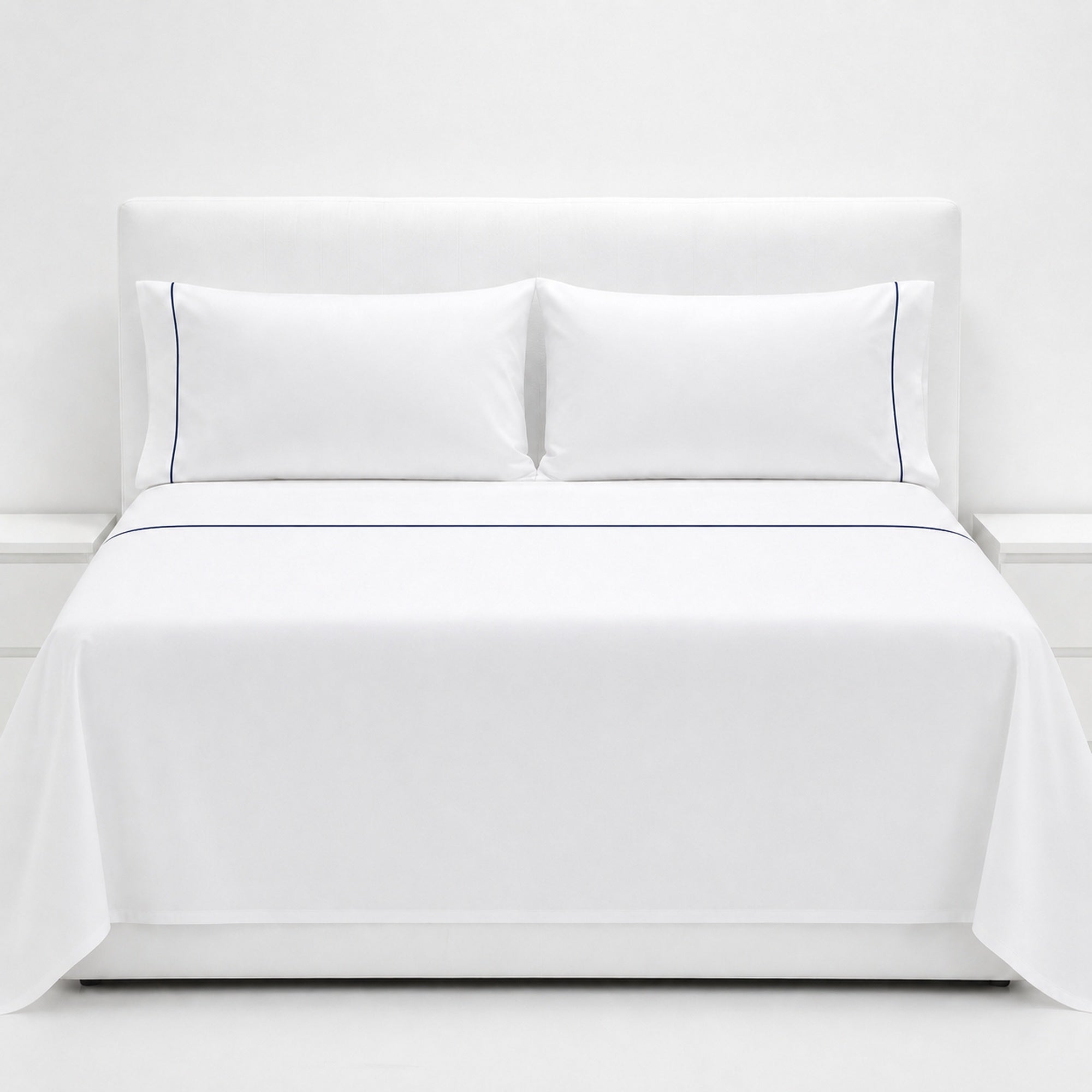 JUEGO DE SÁBANAS 220 HILOS ALGODÓN DELUXE / BLANCO AZUL ARLIN - 3