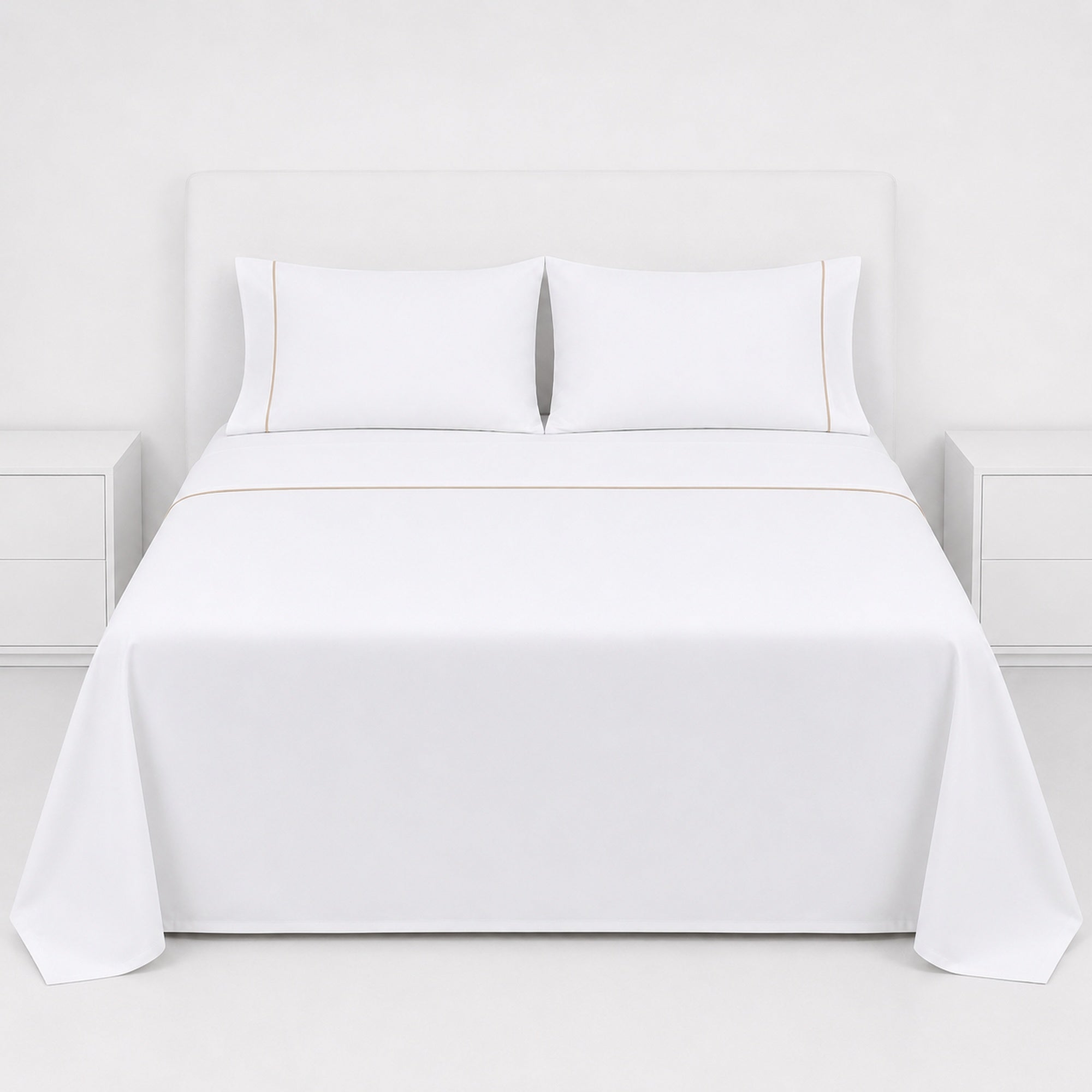 JUEGO DE SÁBANAS 220 HILOS ALGODÓN DELUXE / BLANCO BEIGE ARLIN - 3