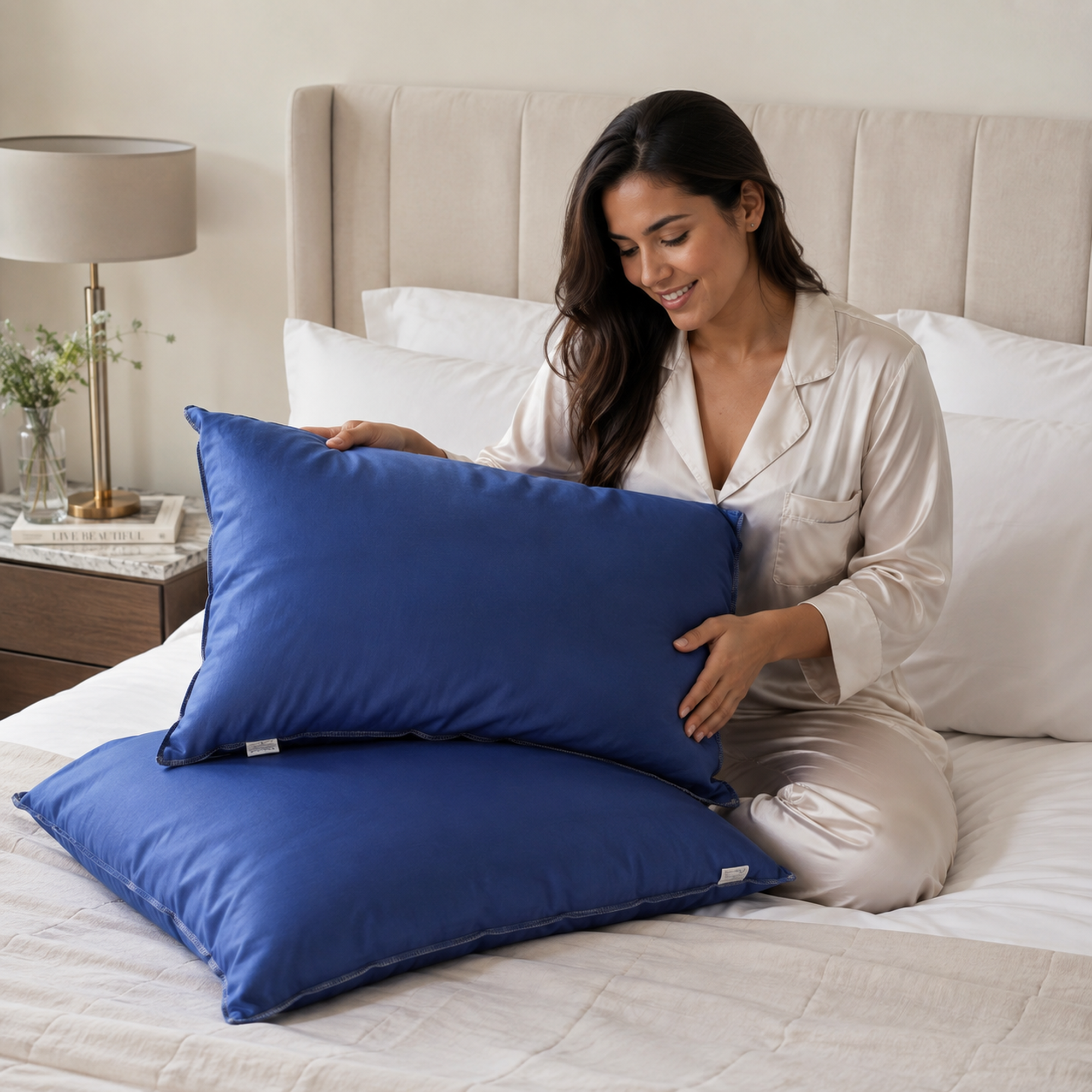 PACK 2 ALMOHADAS NUTH MICROFIBRA POLIÉSTER CONFORT / AZUL ARLIN - 5