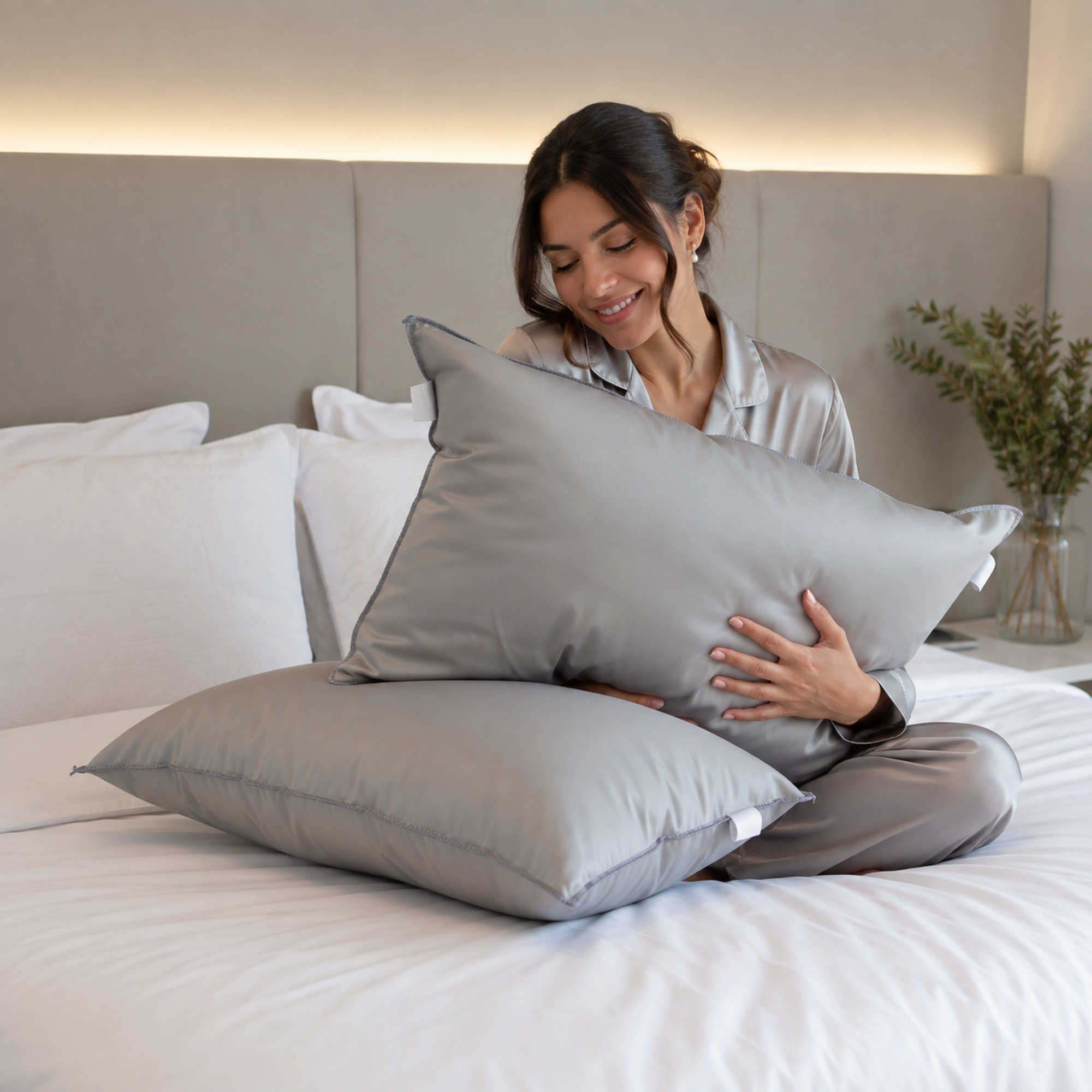 PACK 2 ALMOHADAS NUTH MICROFIBRA POLIÉSTER CONFORT / GRIS ARLIN - 5